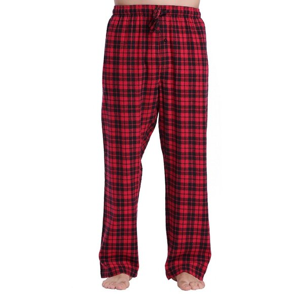 Men's 100% Cotton Super Soft Flannel Plaid Pajama Pants Red Tartan Medium - Picture 1 of 2